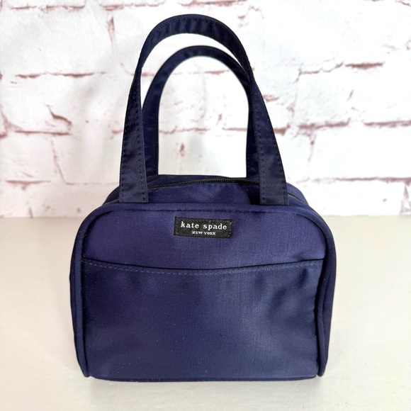 KATE SPADE NEW YORK Navy Nylon 7” Mini Satchel Tote Bag Y2K 90’s Purse Vintage - Picture 2 of 15